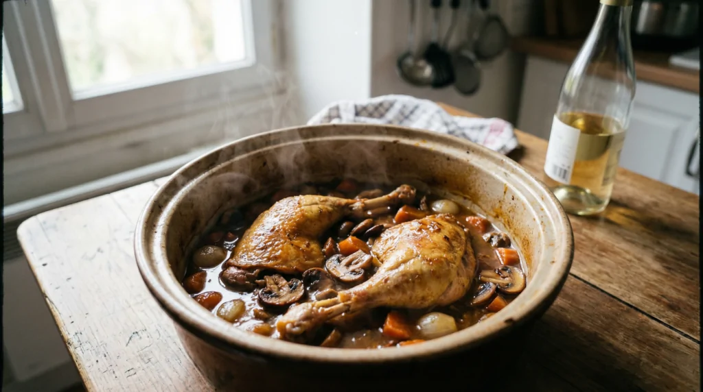 Muslo de pintada en salsa