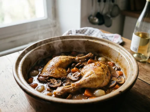 Muslo de pintada en salsa