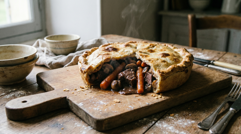 Estofado de jabalí en un pastel de invierno