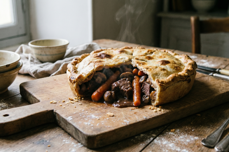 Estofado de jabalí en un pastel de invierno