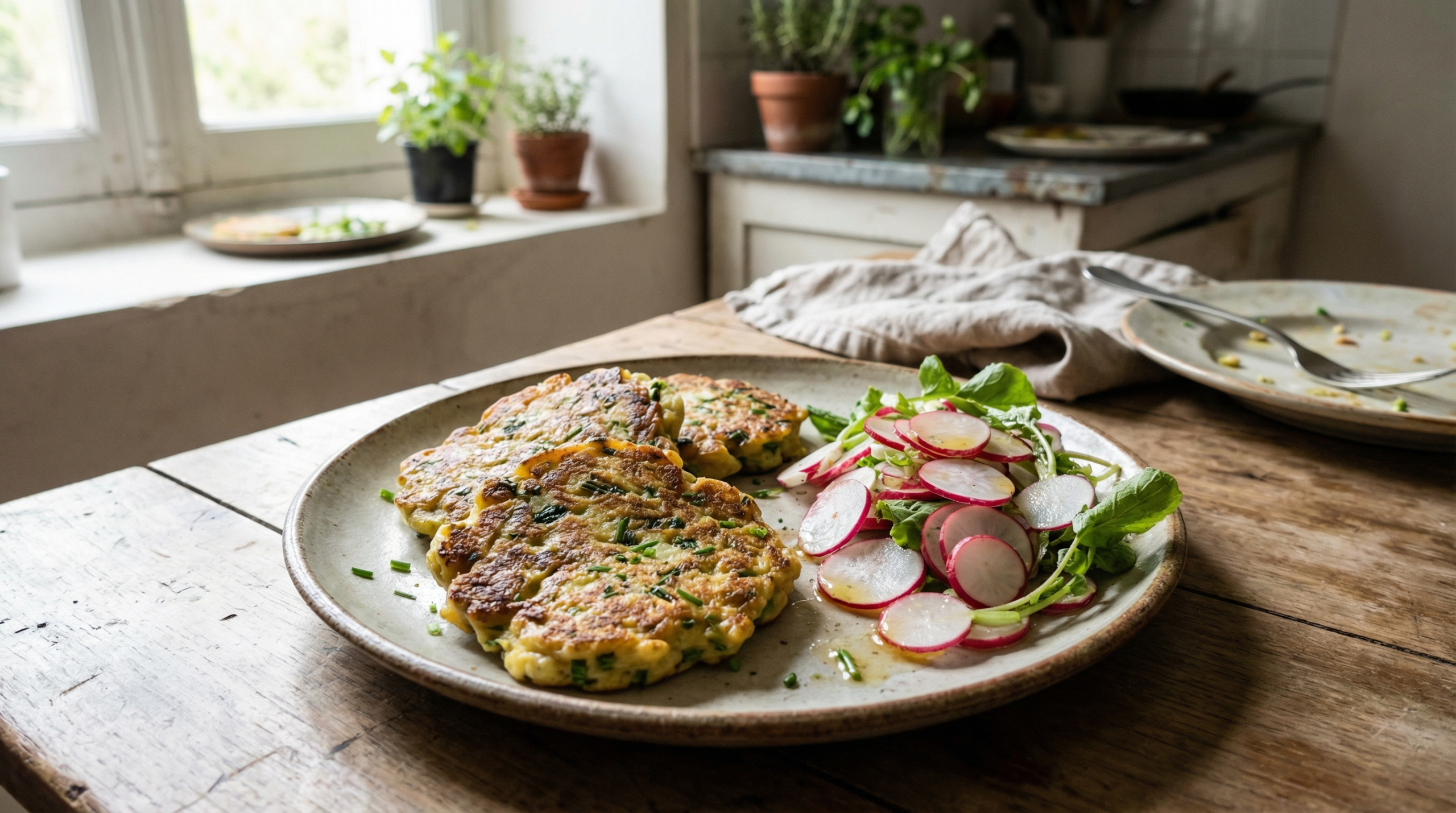 Tortitas de habas con hierbas frescas