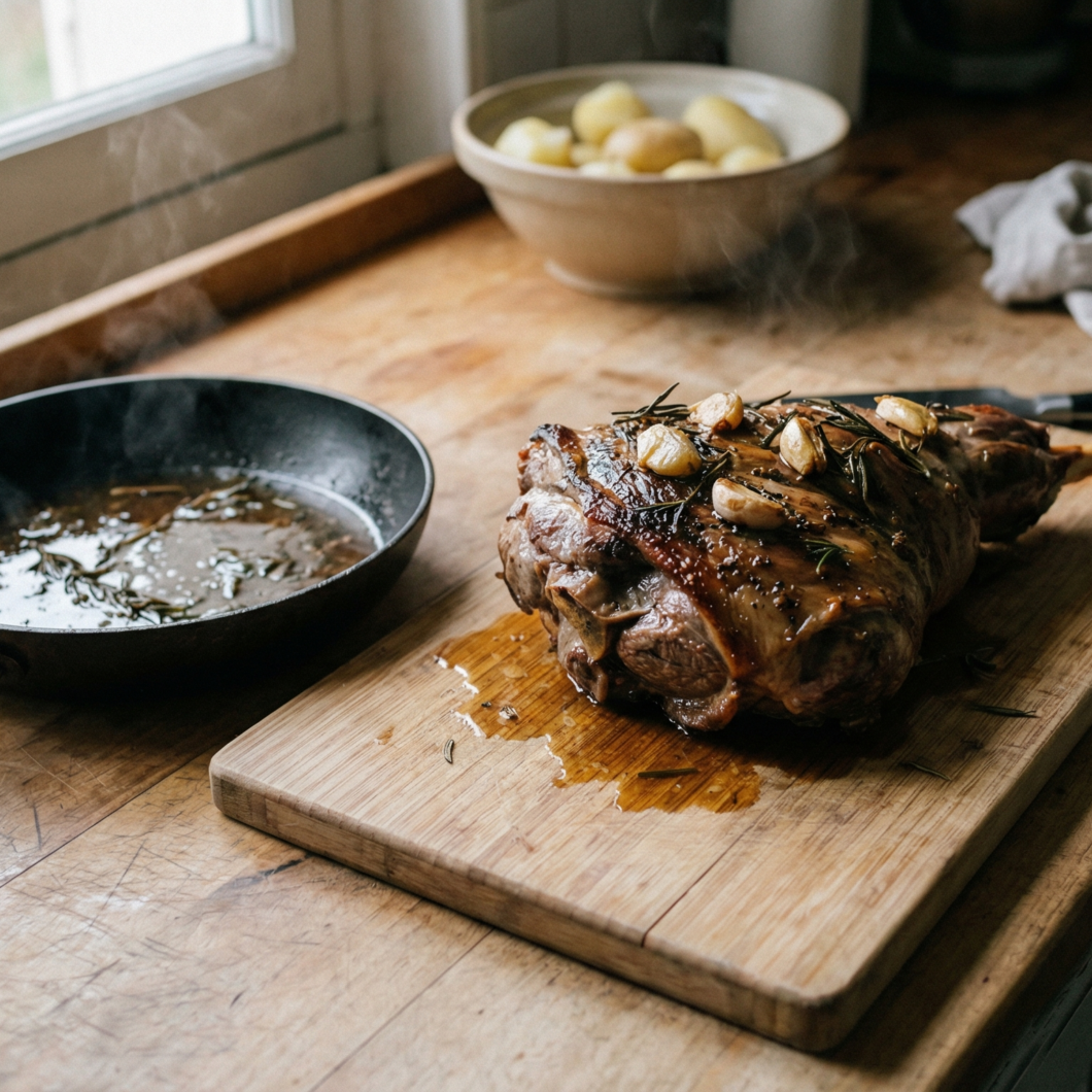 Pierna de cordero asada