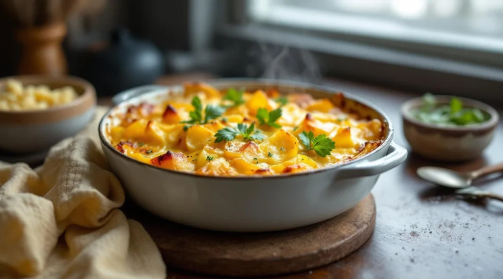 Gratin di rutabaga con castagne e formaggio Comté