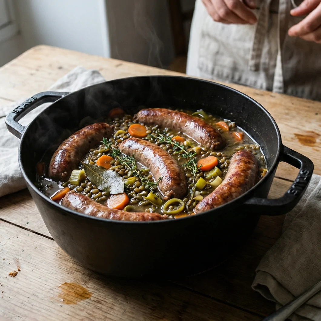 Lentils with Toulouse sausages Lentils with Toulouse sausages