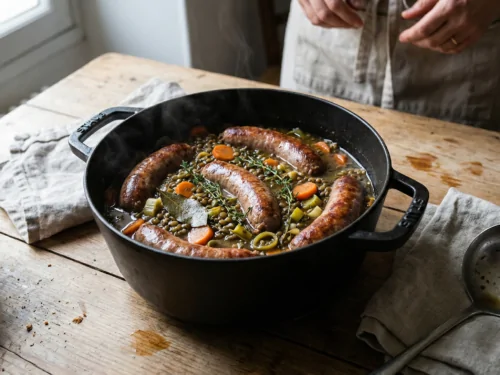 Lentejas con salchichas de Toulouse