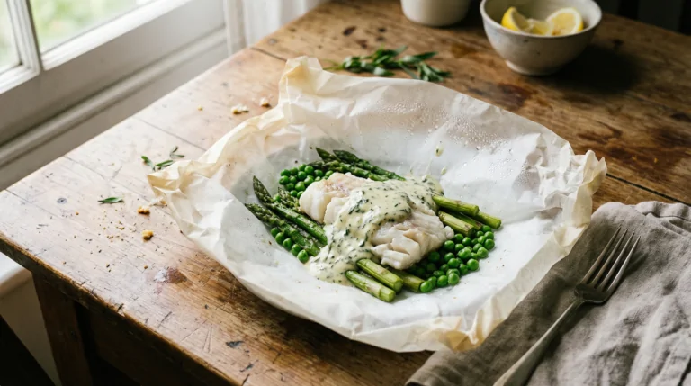 Papillotes de cabillaud aux légumes primeurs Papillotes de cabillaud aux légumes primeurs