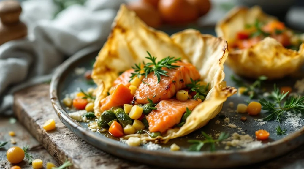 Carciofe di salmone con verdure primaverili