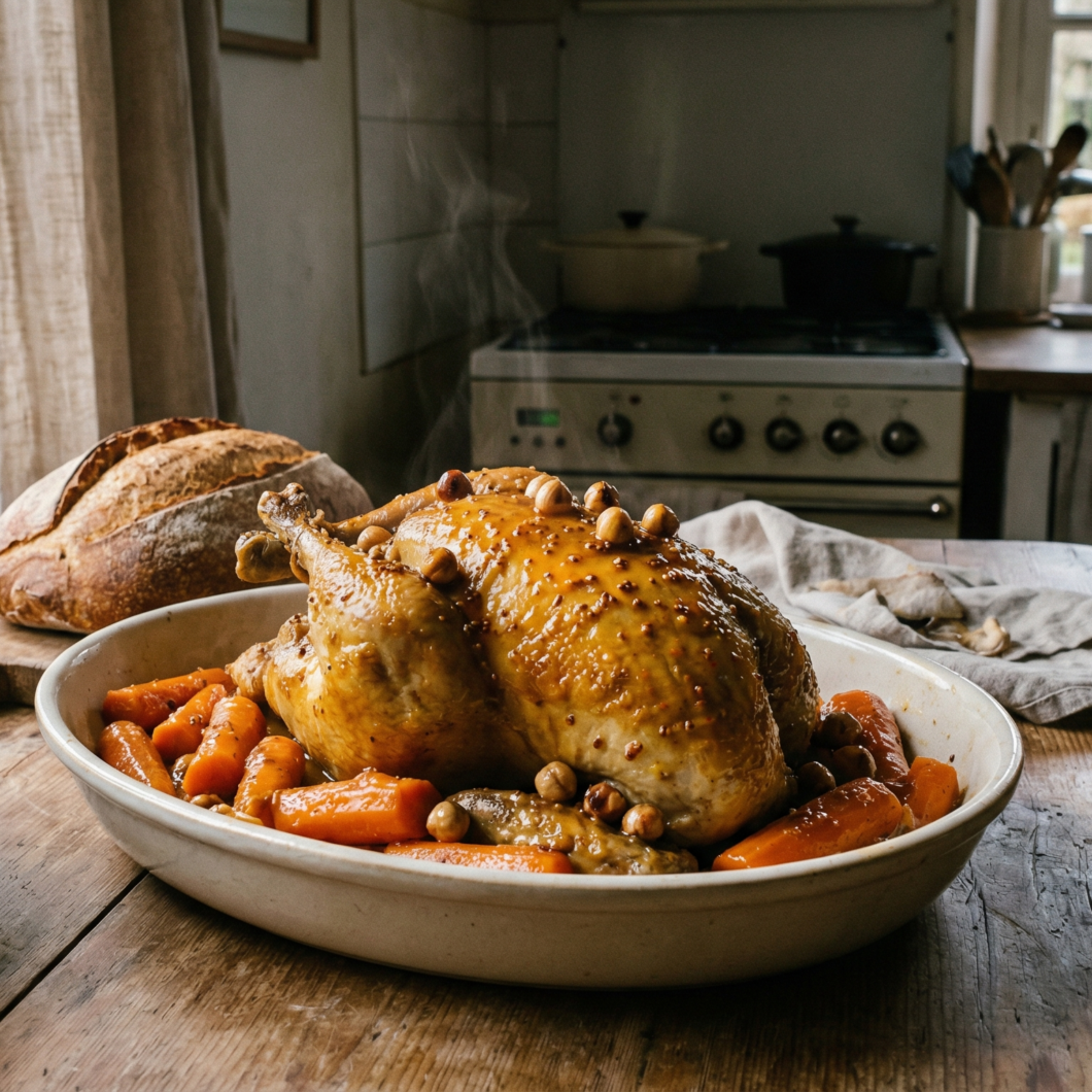 Gallina de Guinea con naranja y miel