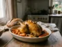 Guinea fowl with orange and honey