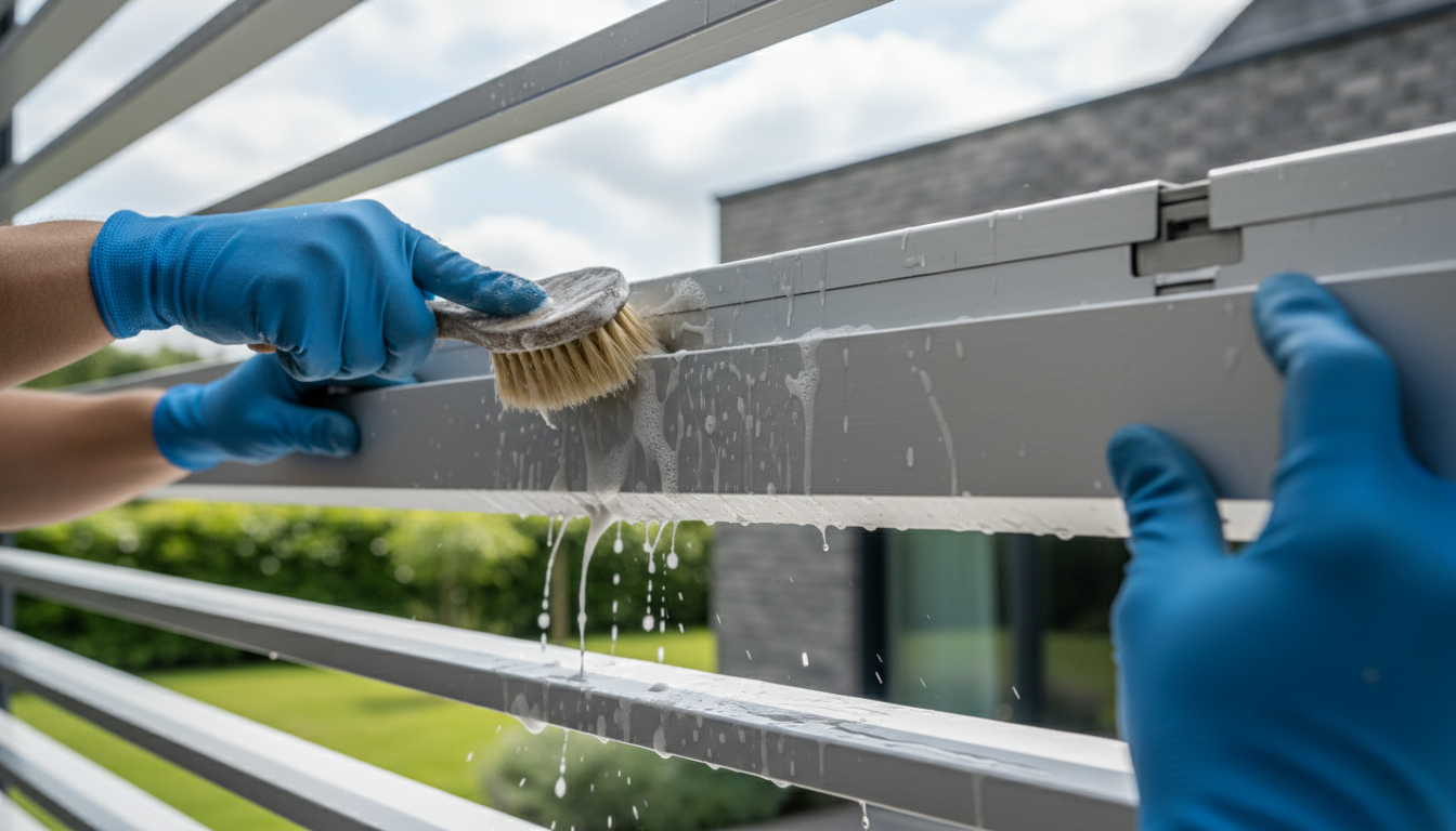 entretien et nettoyage d'une pergola bioclimatique avec lames aluminium