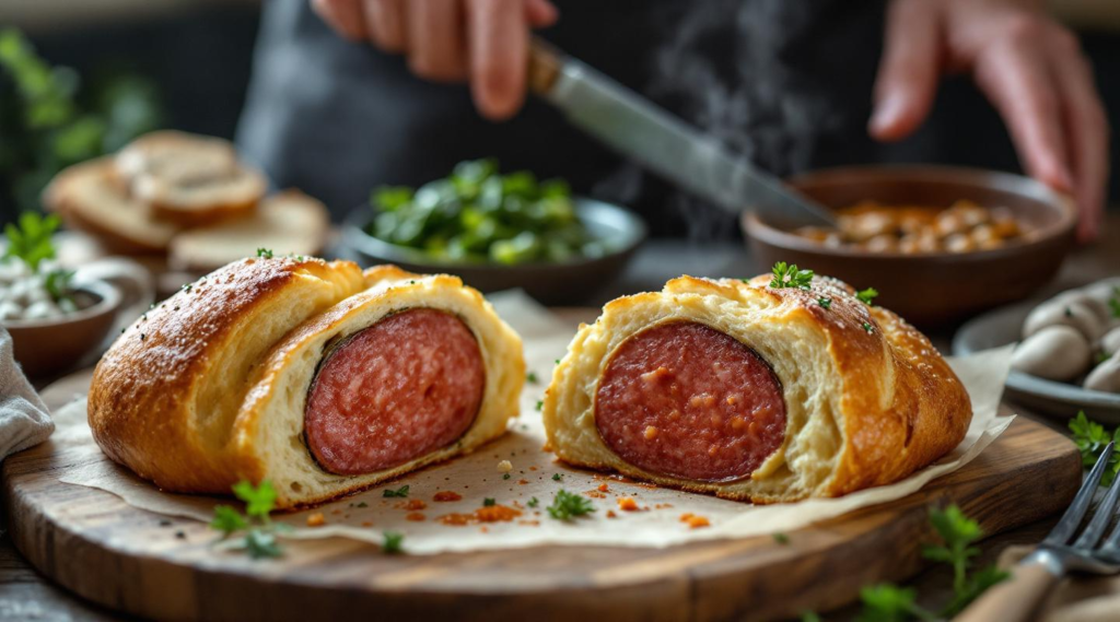 Salchicha en pan brioche