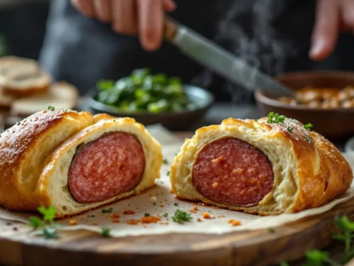 Sausage in brioche