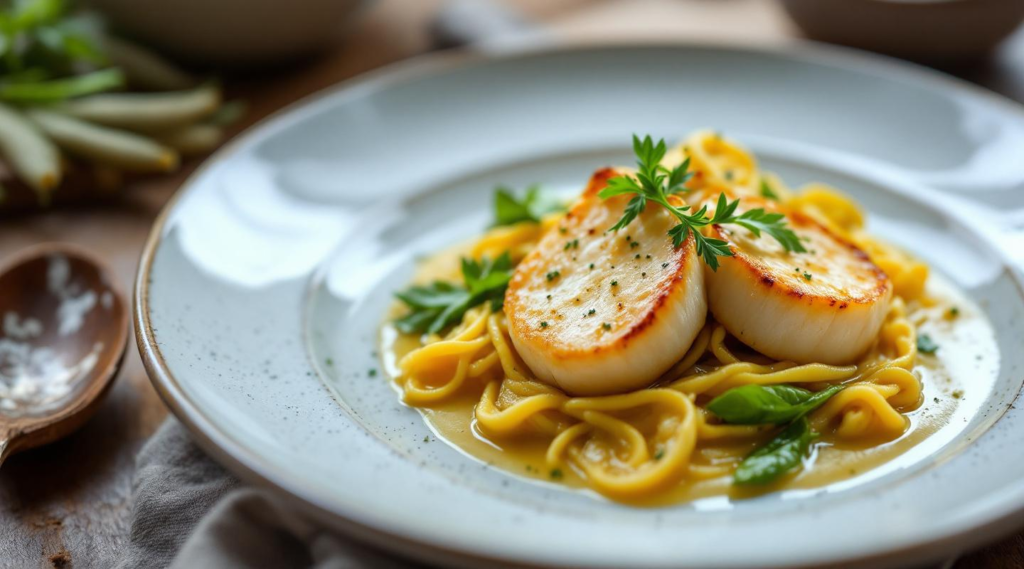 Suprema de pollo con espárragos y estragón