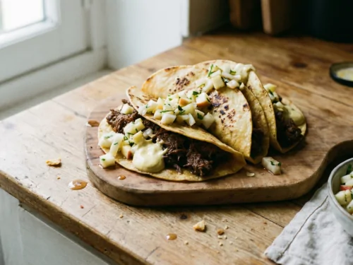 Tacos crujientes de estofado de jabalí