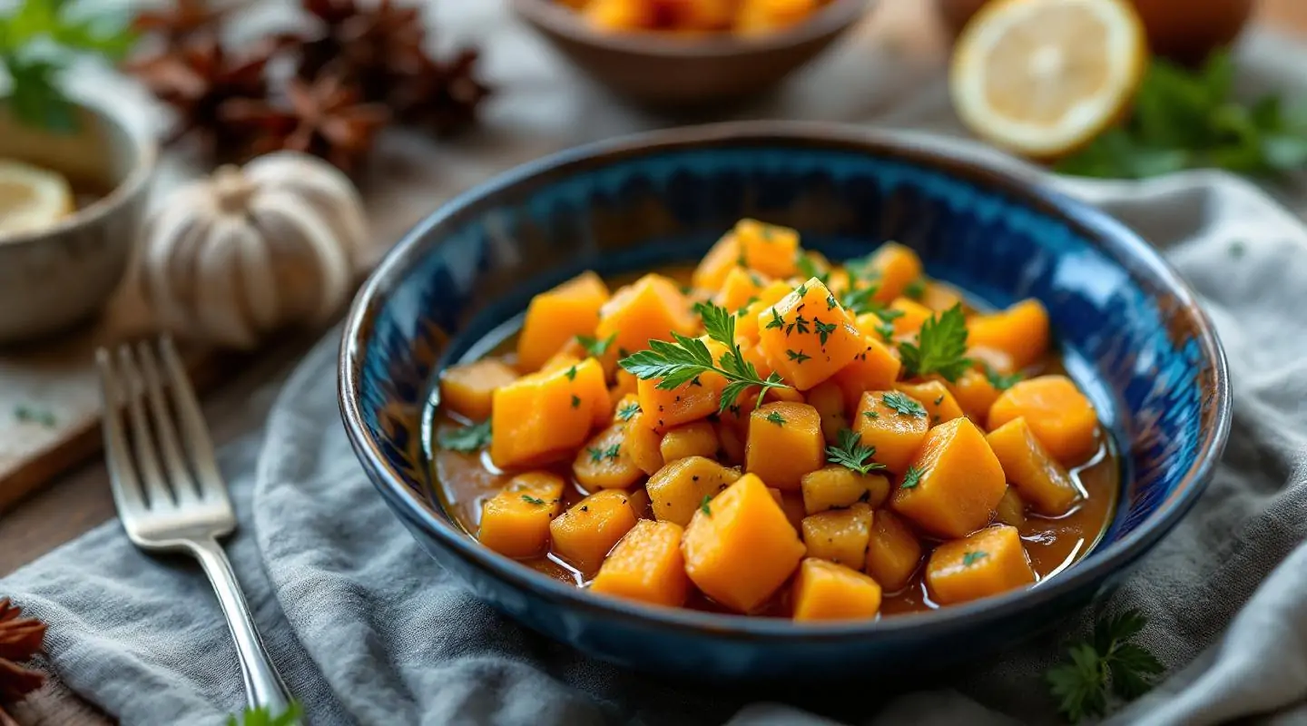 Tajine de courge aux châtaignes et poires confites Tajine de courge aux châtaignes et poires confites