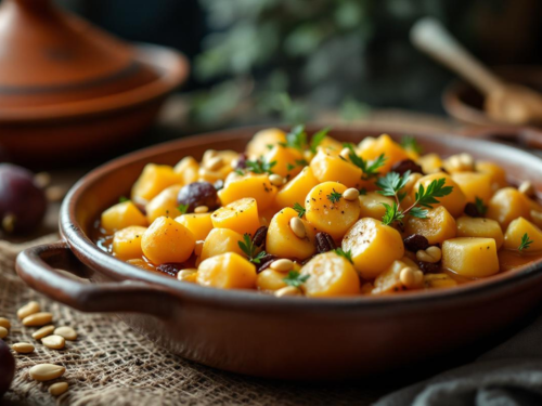 Tajine de boniato con higos y nueces