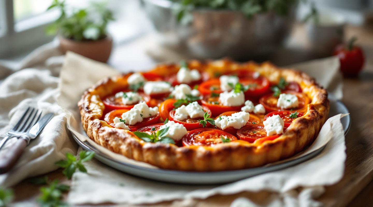 Tarta tatin de tomate cherry y queso feta