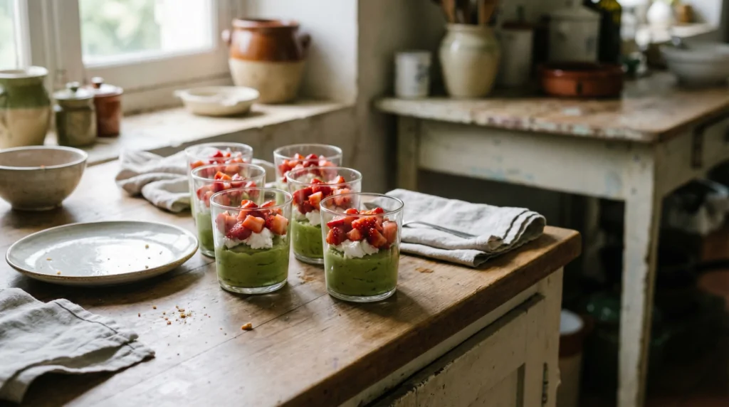 Receta: Verrines de espárragos con fresas y queso de cabra fresco