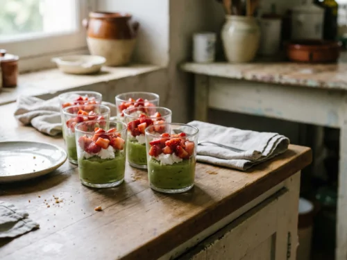 Receta: Verrines de espárragos con fresas y queso de cabra fresco