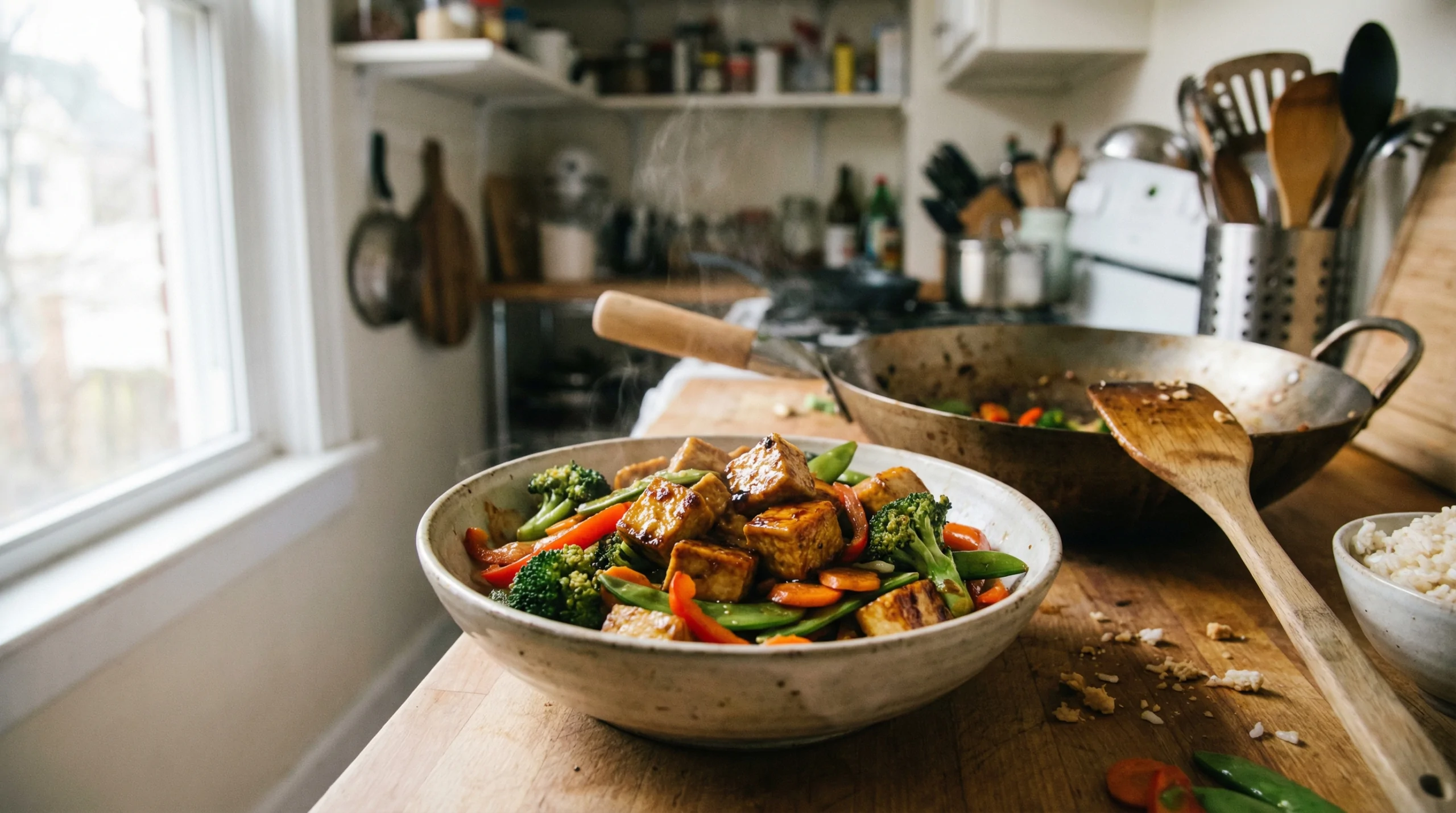 Caramelized tofu stir-fry