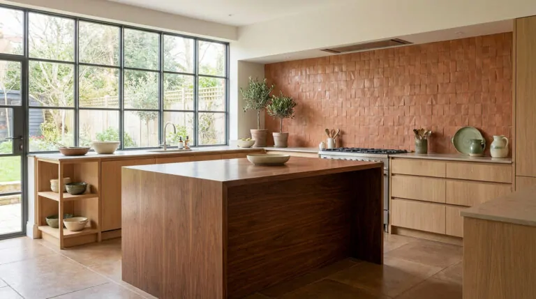 Modern cuisine and the elegance of terracotta and wood modern cuisine and the elegance of terracotta and wood