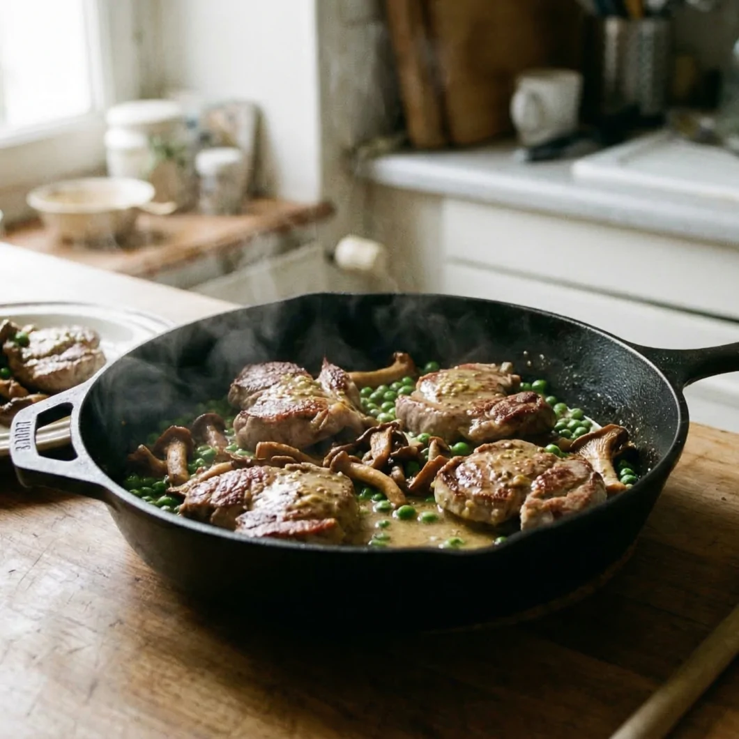 Araignée de porc Araignée de porc aux petits pois et aux champignons