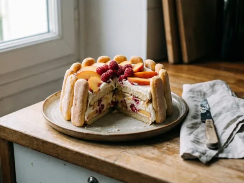 Receta de Charlotte de melocotón y mascarpone