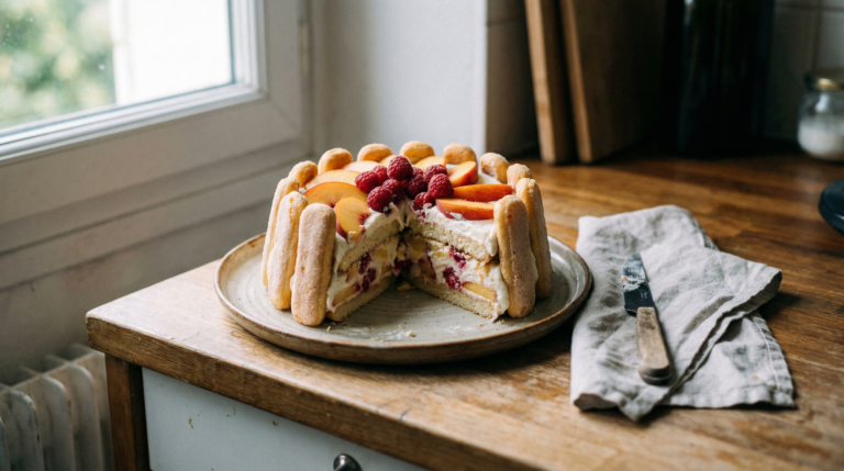 Receta de Charlotte de melocotón y mascarpone