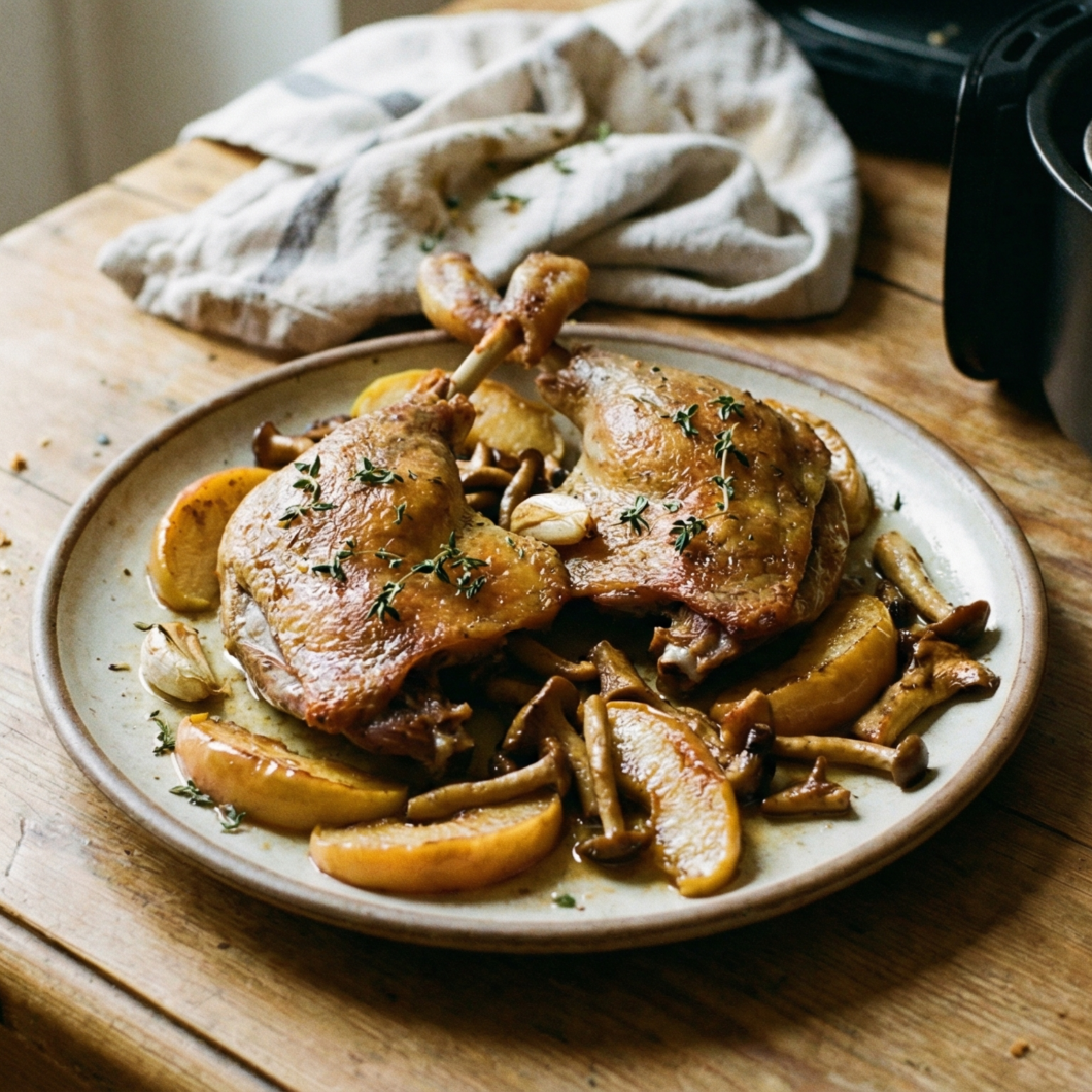 Muslos de pato fritos en freidora de aire