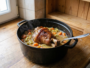 Pork knuckle in a casserole dish