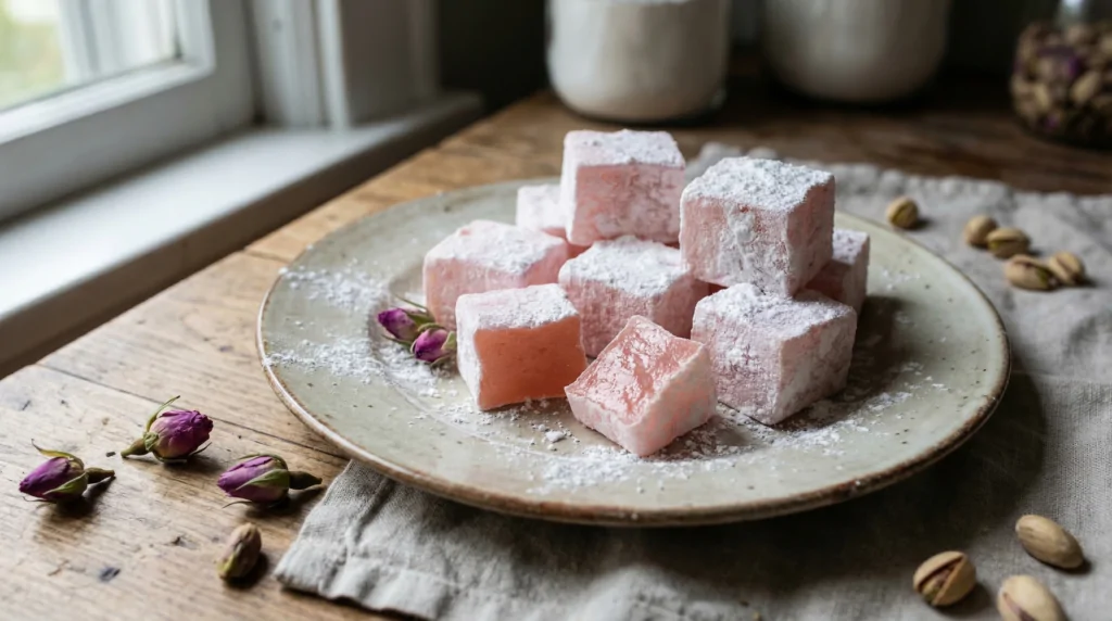 Rose-flavored Turkish delight Rose-flavored Turkish delight