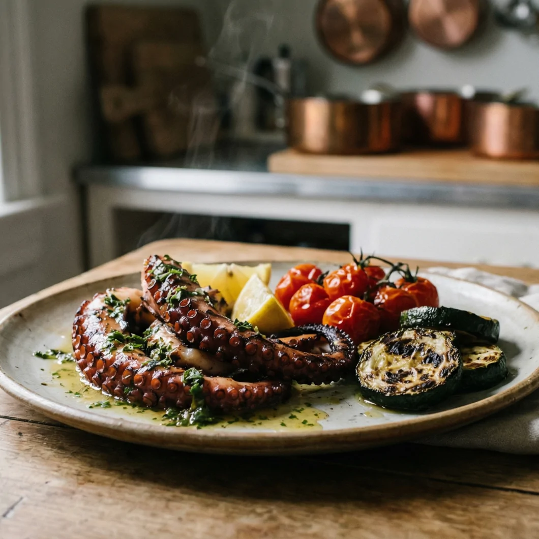 Barbecued octopus