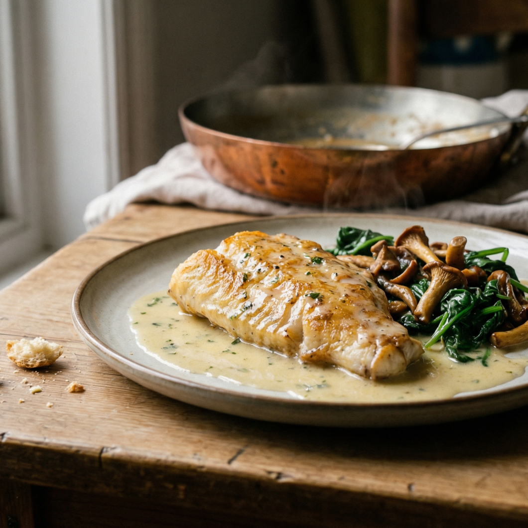 Cola de rape frita en sartén