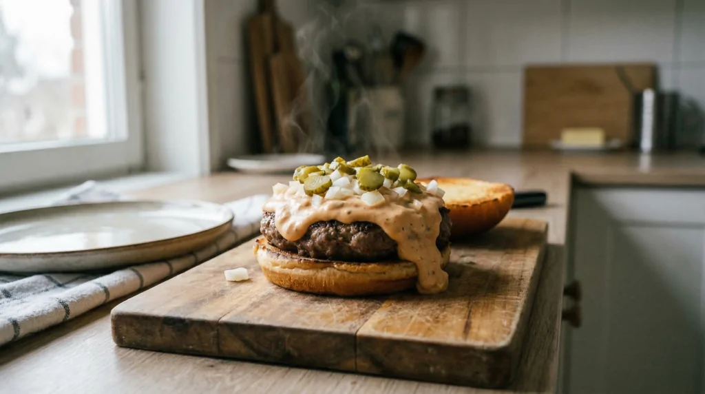 Salsa gigante para hamburguesas rápidas
