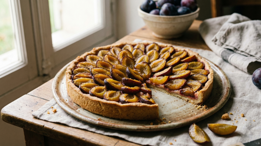 Tarte aux prunes : reine Claude, quetsche, sur pâte sablée de Mme Anne-Sophie Pic *Vous allez vous régaler*