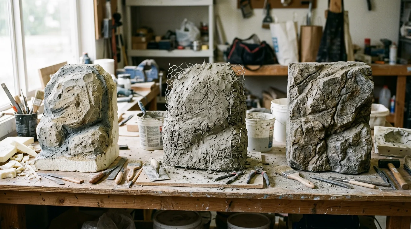 Vergleiche die Techniken zur Herstellung eines künstlichen Felsens