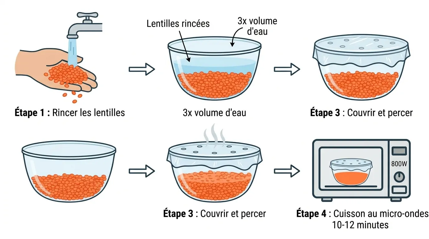 Cuisson des lentilles corail au micro-ondes