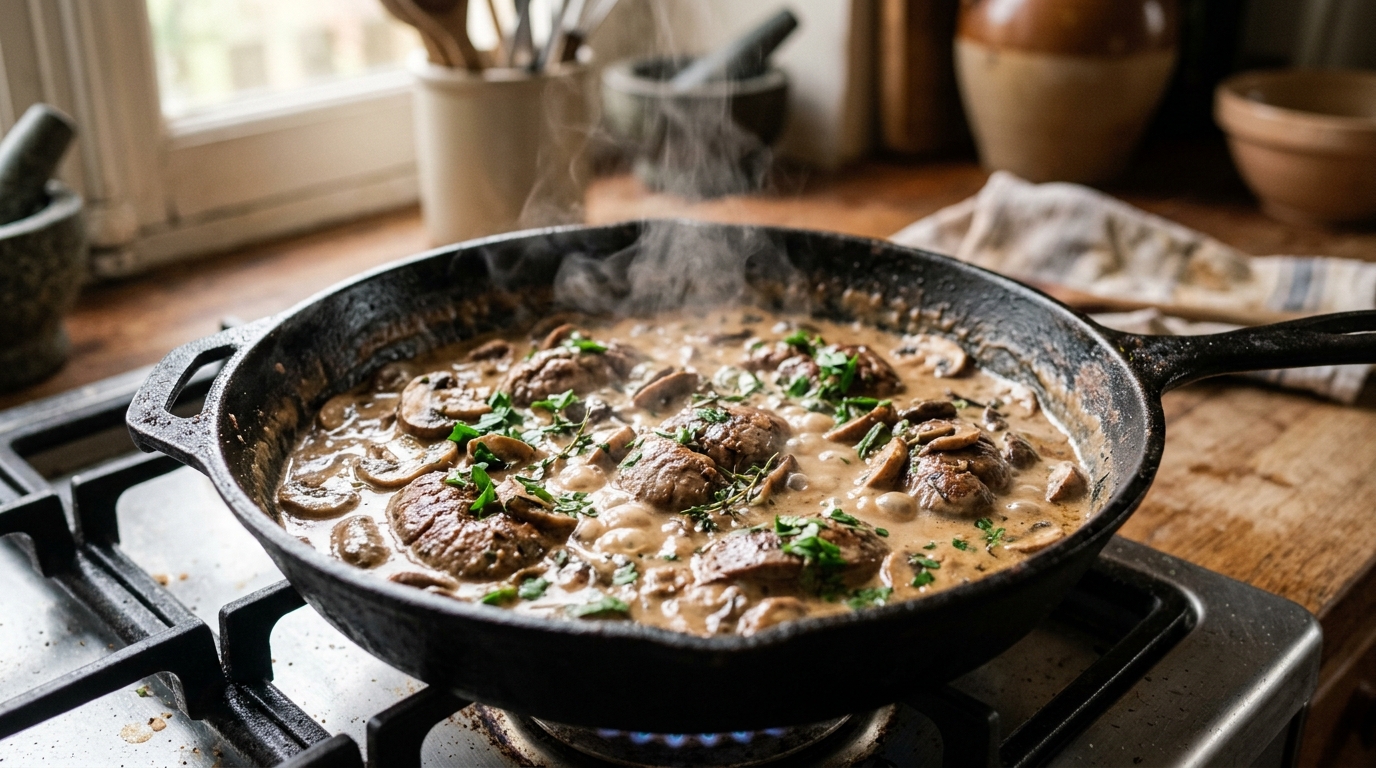 Cocción de riñones en salsa