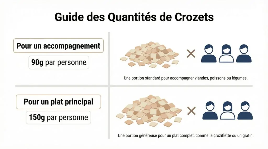 Tableaux des quantités de crozets par personne Tableaux des quantités de crozets par personne