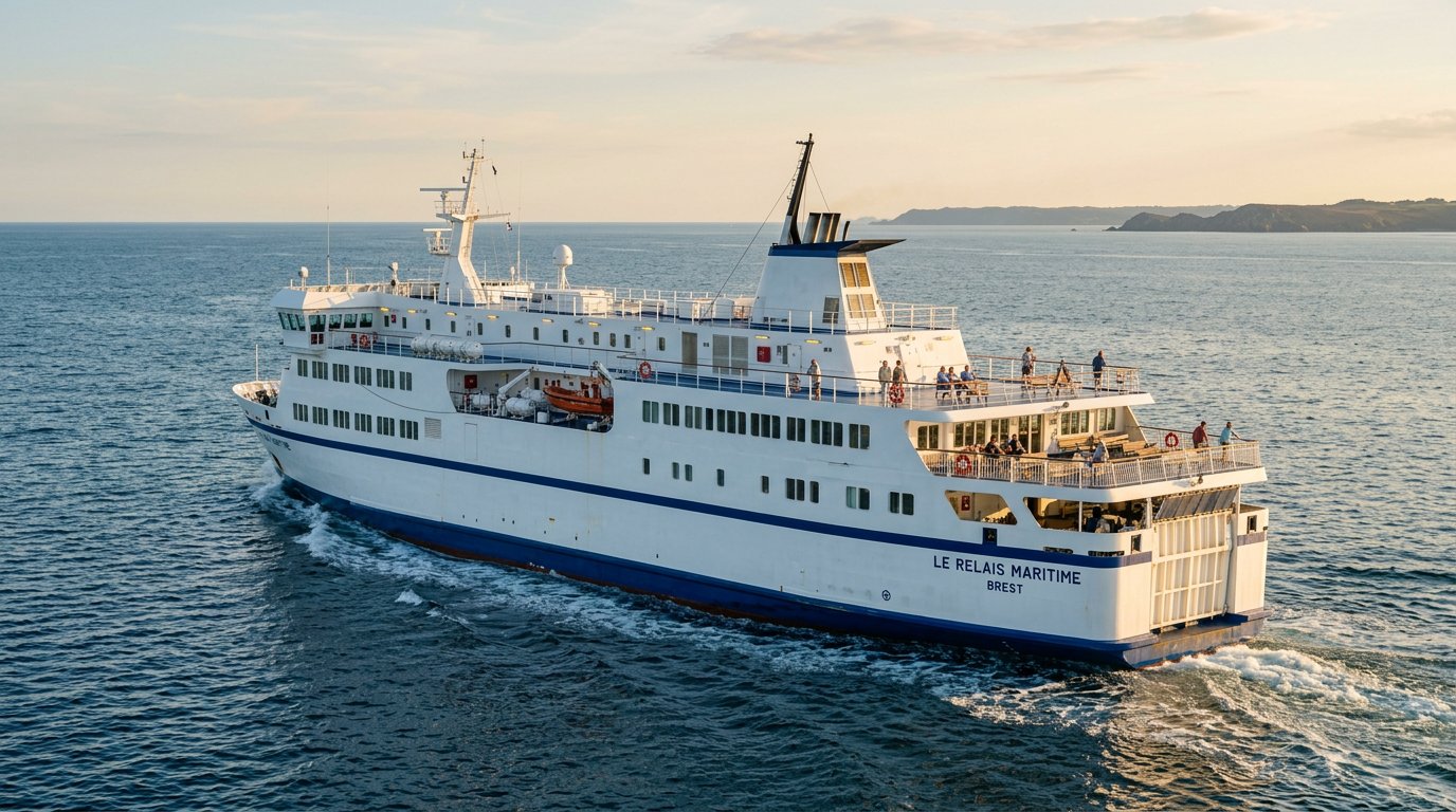 Ferry confortable naviguant sur une mer calme Ferry confortable naviguant sur une mer calme