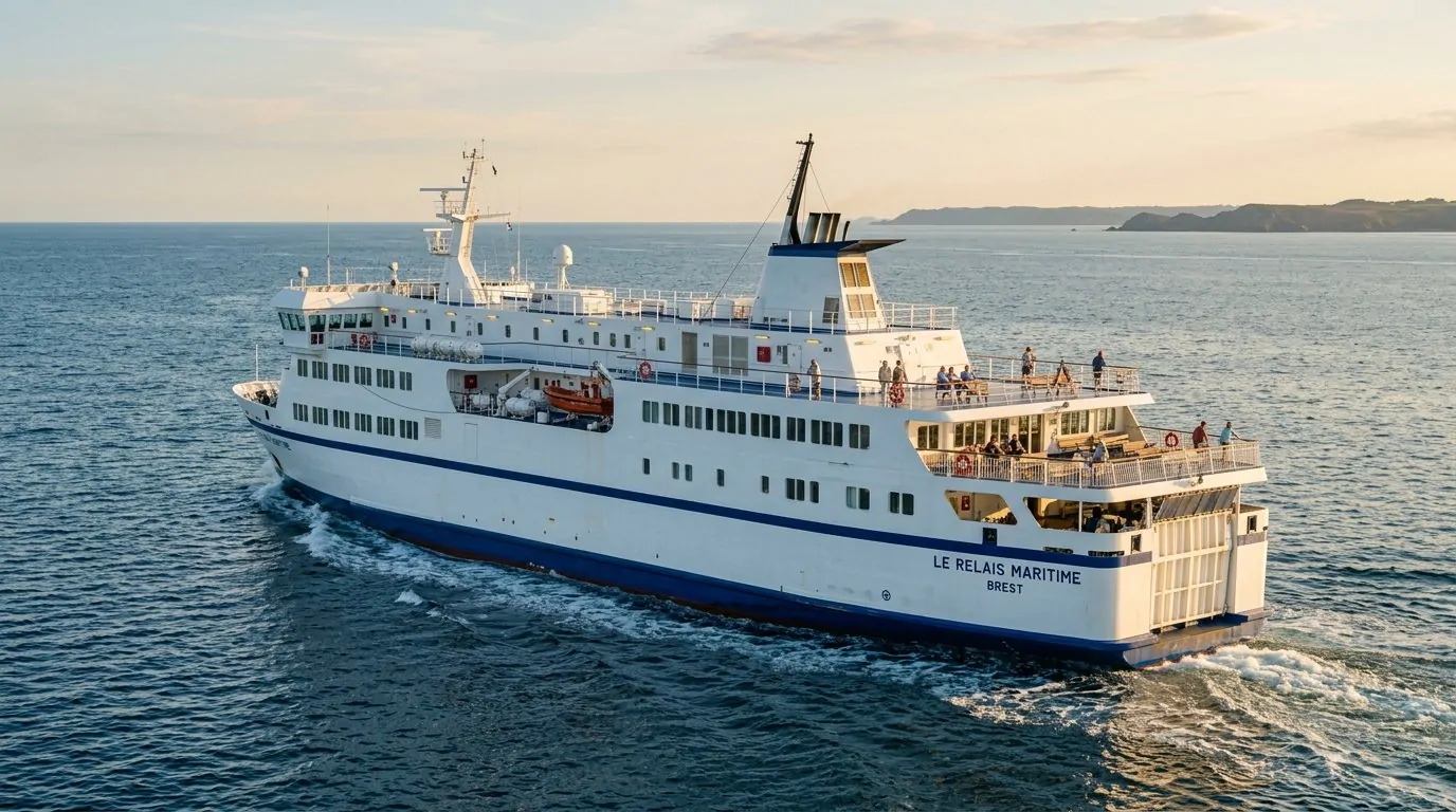 Ferry confortable naviguant sur une mer calme Ferry confortable naviguant sur une mer calme