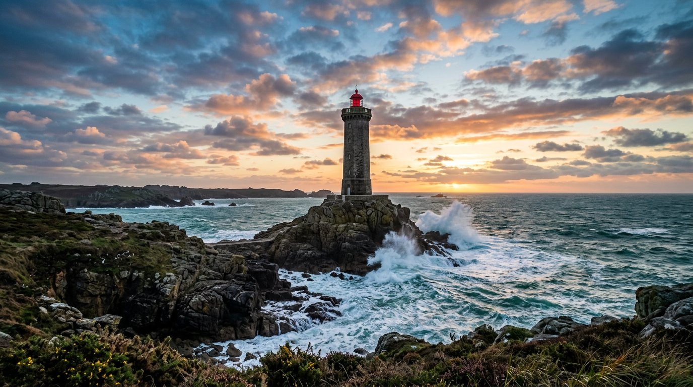 Paisaje bretón con pueblos y patrimonio arquitectónico
