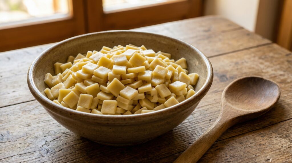 Ración de crozets cocidos para una persona