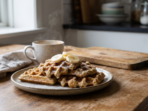 Recette de la gaufre aux flocons d'avoine et banane