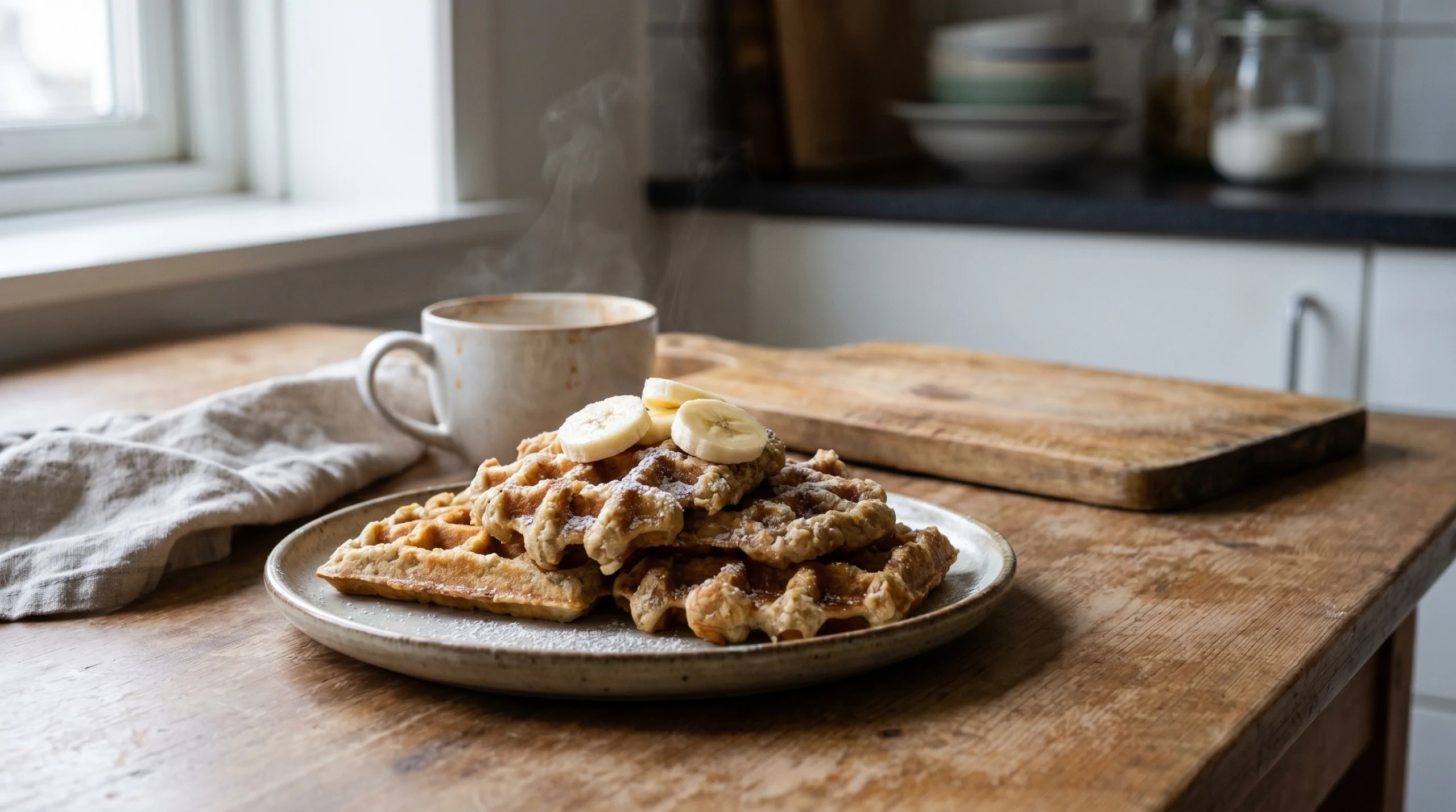 Recipe for oatmeal and banana waffles