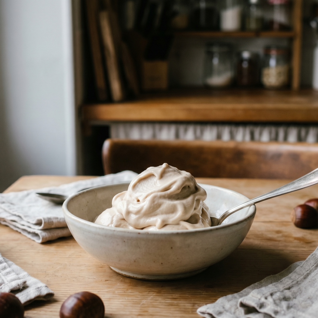 Helado de crema de castañas sin máquina de helados