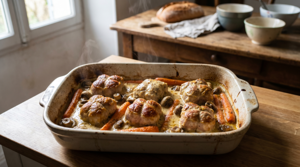 Przepis na pieczoną w piekarniku paupiette wieprzową z musztardą