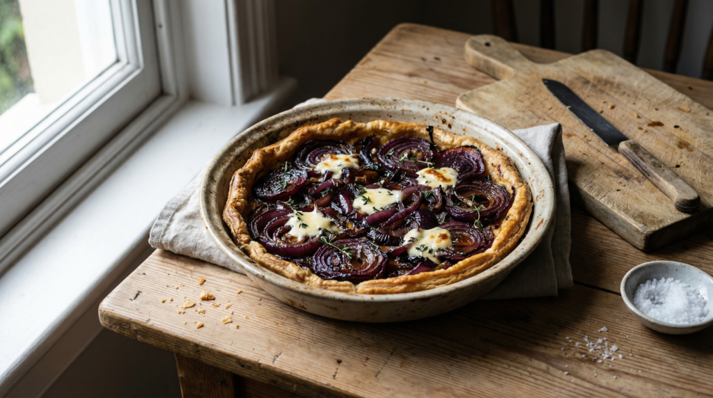 Przepis na tartę z czerwoną cebulą