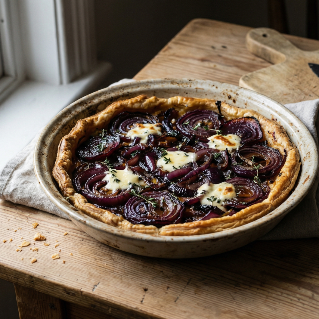 Tarte aux oignons rouges​