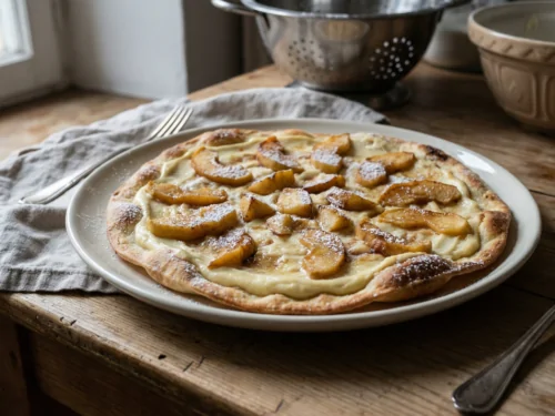 La receta de tarta flambeada dulce